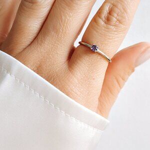 Dainty Amethyst Ring, Sterling Silver Ring, Bridal Gift, Promise Ring,